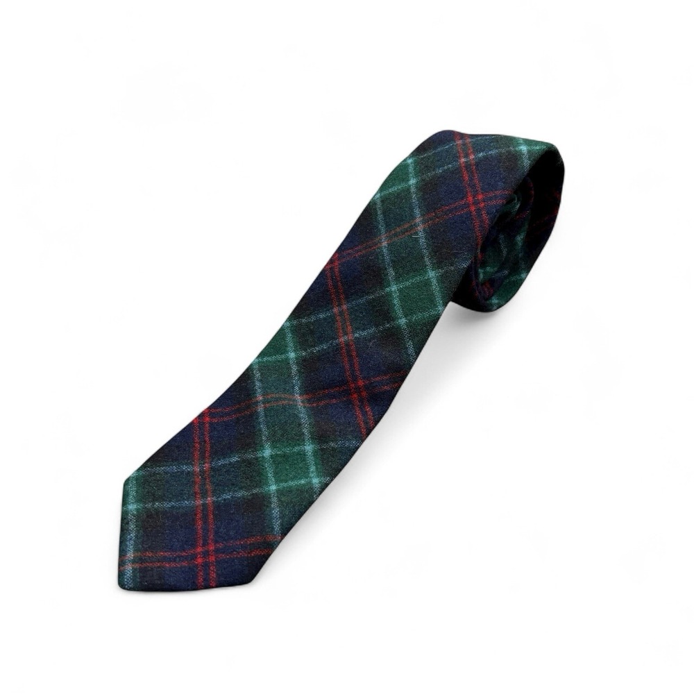 Vintage 60s Pendleton Necktie Tie Plaid Virgin Wool Blue Green Multicolor USA